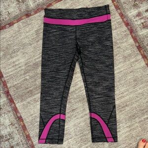 lululemon athletica Heathered Gray and Pink Leggings